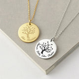 Tangula Minimalism Stainless Steel Necklace Circular Life Tree Pendant