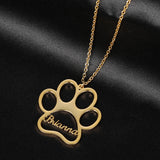 Tangula Personalised Paw Print Name Necklace Stainless Steel Pendant