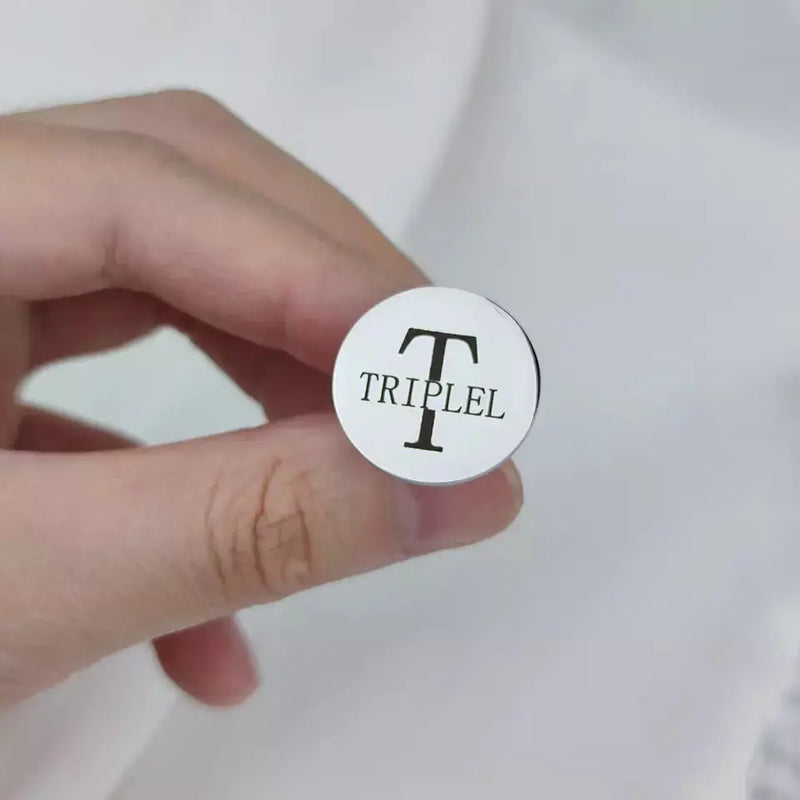 Tangula Engraved Name Cufflinks Stainless Steel Round Cufflinks