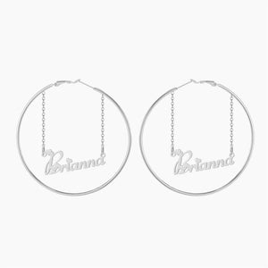Tangula Personalize Name 60mm Hoop Earring Silver Rosegold
