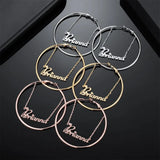 Tangula Personalize Name 60mm Hoop Earring Silver Rosegold