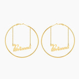 Tangula Personalize Name 60mm Hoop Earring Silver Rosegold