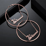 Tangula Personalize Name 60mm Hoop Earring Silver Rosegold