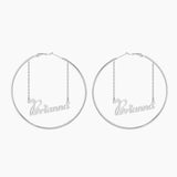Tangula Personalize Name 60mm Hoop Earring Silver Rosegold
