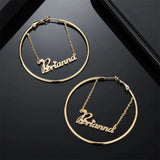 Tangula Personalize Name 60mm Hoop Earring Silver Rosegold