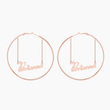 Tangula Personalize Name 60mm Hoop Earring Silver Rosegold