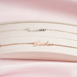 Tangula Personalized Name Bracelet Women Stainless Steel Silver Jewelry