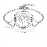 Tangula Name Bracelet Tree of Life Stainless Steel Family Pendant Gift
