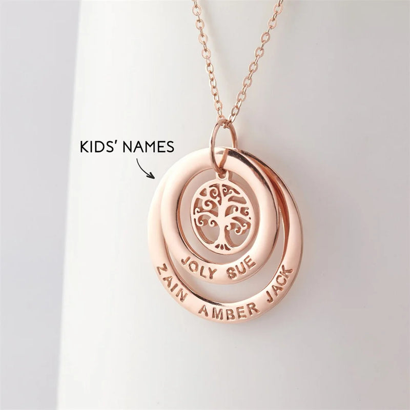 Tangula Personalized Tree of Life Name Necklace Stainless Steel Pendant