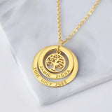 Tangula Personalized Tree of Life Name Necklace Stainless Steel Pendant