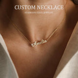 Tangula Stainless Steel Name Necklace Pendant Chain Gift