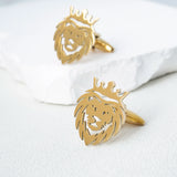 Tangula Punk Crown Lion Cufflinks Stainless Steel Men Animal Hip Hop Rock Party