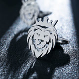 Tangula Punk Crown Lion Cufflinks Stainless Steel Men Animal Hip Hop Rock Party