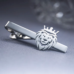 Tangula Punk Crown Lion Tie Clip Stainless Steel Animal Hip Hop Party Accessory