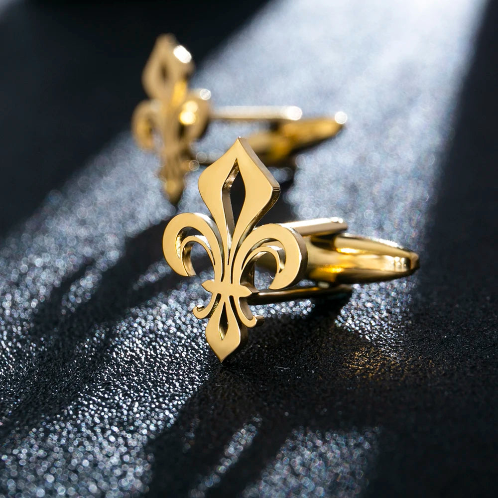 Tangula Stainless Steel Saint Lily Cufflinks for Men