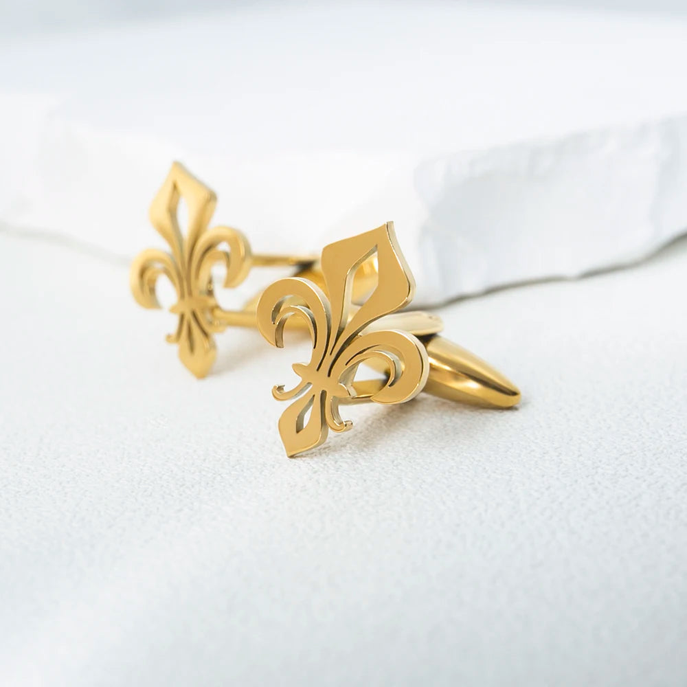 Tangula Stainless Steel Saint Lily Cufflinks for Men