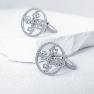 Tangula Tribal Tattoo Cufflinks Stainless Steel Men Cross Cufflinks