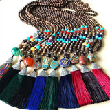 Taofo Wooden Beads Nepalese Long Pendant Necklace Ethnic Romantic Sweater Chain