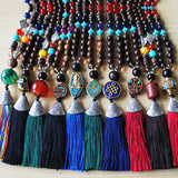 Taofo Wooden Beads Nepalese Long Pendant Necklace Ethnic Romantic Sweater Chain