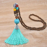 Taofo Wooden Beads Nepalese Long Pendant Necklace Ethnic Romantic Sweater Chain