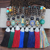 Taofo Wooden Beads Nepalese Long Pendant Necklace Ethnic Romantic Sweater Chain