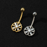 Sun Flower Belly Ring Pearl Belly Button Piercing