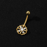 Sun Flower Belly Ring Pearl Belly Button Piercing