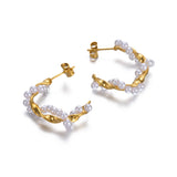 Stainless Steel Pearl Bamboo Earrings Waterproof Charm Jewelry