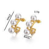 Stainless Steel Pearl Bamboo Earrings Waterproof Charm Jewelry