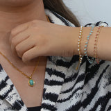 Stainless Steel Plated Chain Amazonite Stone Pendant Necklace