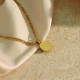 Stainless Steel Plated Chain Amazonite Stone Pendant Necklace