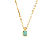 Stainless Steel Plated Chain Amazonite Stone Pendant Necklace