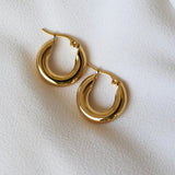 Vintage Stainless Steel Hoop Earrings 18k Plated Women's Jewelry