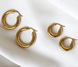 Vintage Stainless Steel Hoop Earrings 18k Plated Women's Jewelry
