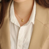 Small Embossing Pendant Necklace For Women Star Lock Necklace