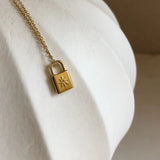 Small Embossing Pendant Necklace For Women Star Lock Necklace