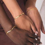 Flat Snake Chain Bracelet 18k Plated for Women
