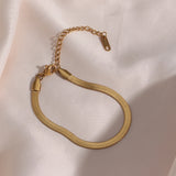 Flat Snake Chain Bracelet 18k Plated for Women