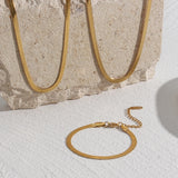 Flat Snake Chain Bracelet 18k Plated for Women