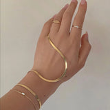 Flat Snake Chain Bracelet 18k Plated for Women