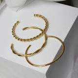 18K Plated Stainless Steel Twisted Knot Cuff Bangles for Women