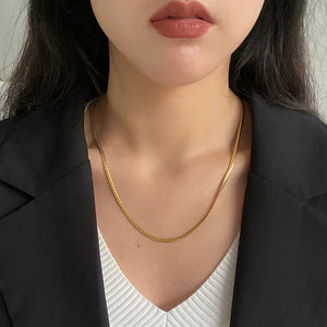 Waterproof Stainless Steel Cuban Chain Necklace Classic Choker Jewelry