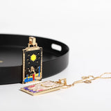 Vintage Tarot Card Necklace Retro Style Geometric Design
