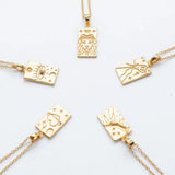 Tarot Carved Pendant Necklace Sun Lion Water Bottle Shape