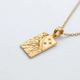 Tarot Carved Pendant Necklace Sun Lion Water Bottle Shape