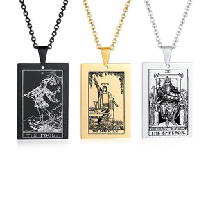 The Star Tarot Card Necklace, Celestial Dog Tag Pendant