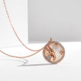 925 Silver Zodiac Necklace with Rose Fritillaria Zircon Pendant