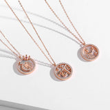925 Silver Zodiac Necklace with Rose Fritillaria Zircon Pendant