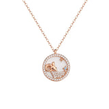 925 Silver Zodiac Necklace with Rose Fritillaria Zircon Pendant