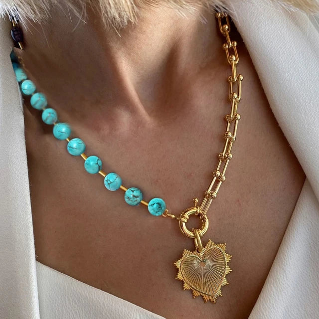 Barok 3rd Infinity Necklace Vintage Stone Crystal Charm Women Jewelry
